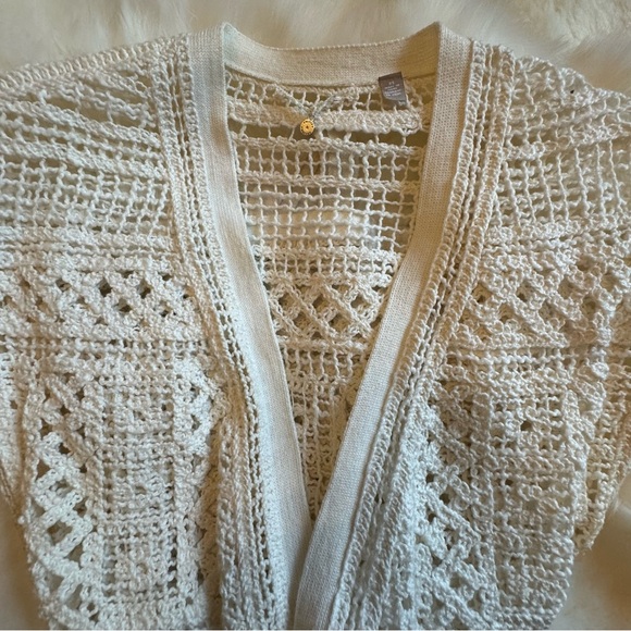 Anthropology - Knitted & Knotted Ivory Belted Crochet Cardi - XS - Picture 3 of 5